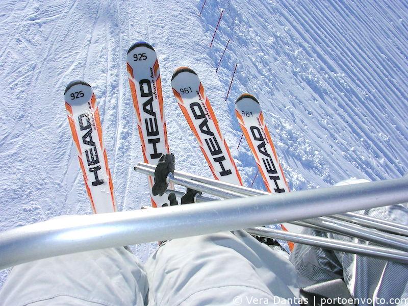 skis on the chairlift