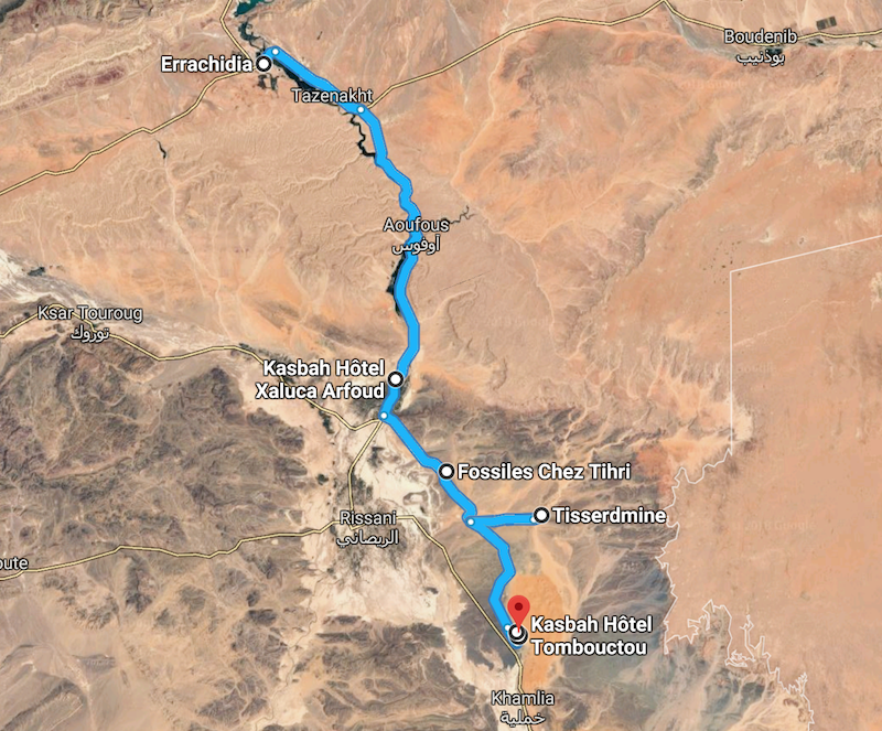 Map of my journey in Marocco