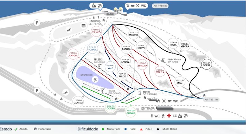 Mapa de Pistas Estância de Ski da Serra da Estrela